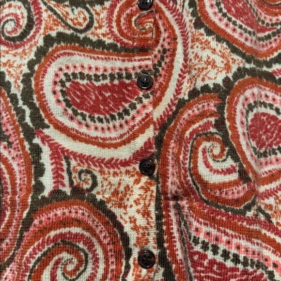 Talbots 100% Merino Wool Paisley Print Cardigan Womens Plus Size 1X Multicolor - Picture 3 of 6